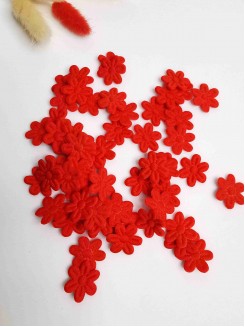 Цветочки тканевые 2 см (красный), 20штук